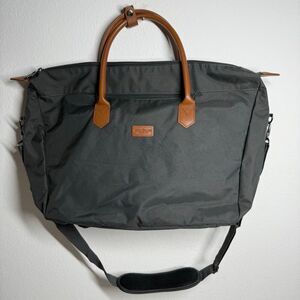 Royal Class Travel Duffel Bag Black Brown Faux Leather Handle Shoulder Strap